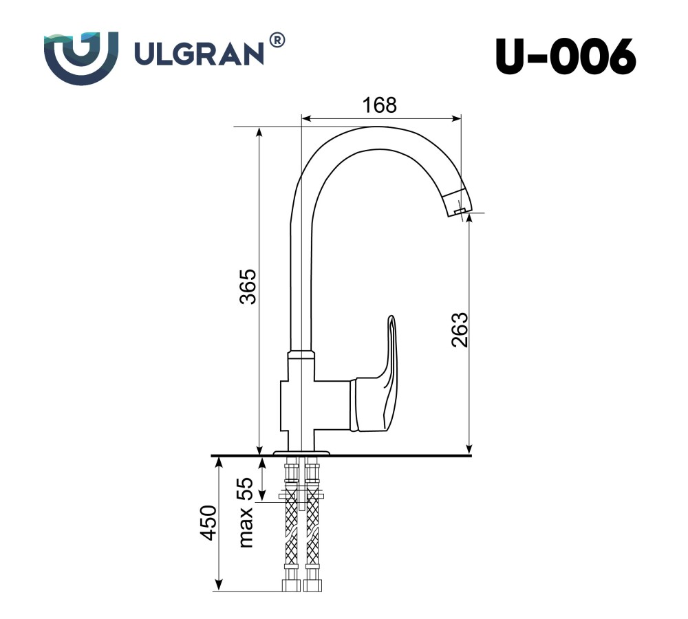 Смеситель для кухни Ulgran U-006-310 серый