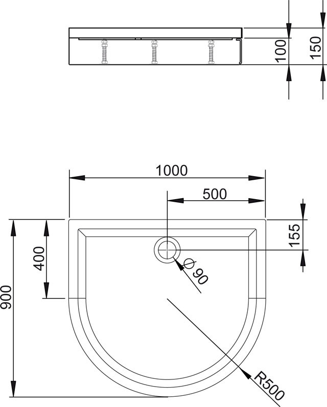 Radaway Delos P 100*90*5 душевой поддон акриловый 4Z19035-03N