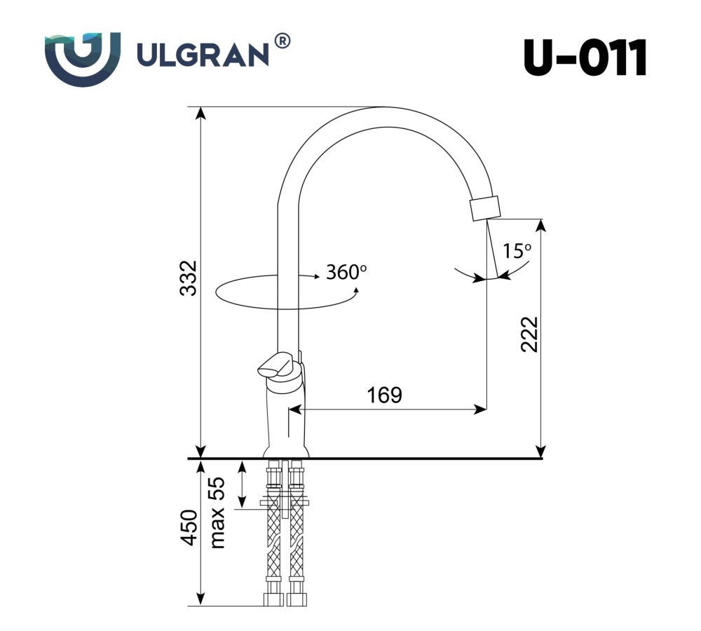 Смеситель для кухни Ulgran U-011-344 ультра-черный