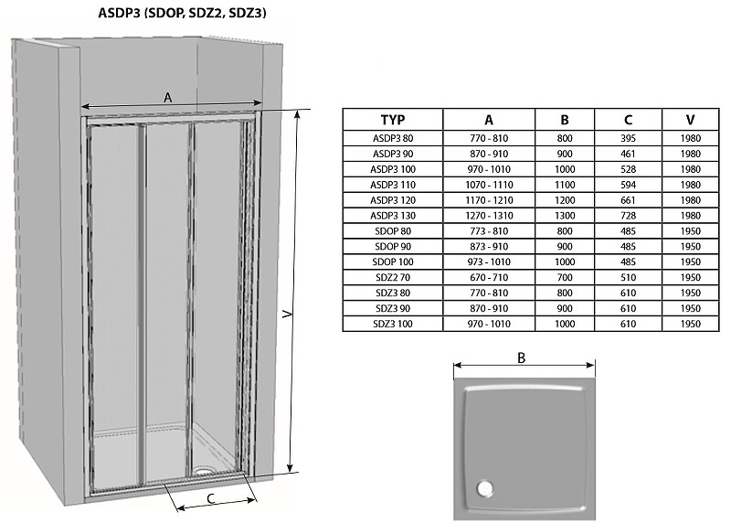 Ravak Supernova Душевая дверь ASDP3-110 см профиль сатин, матовый полистирол 00VD0UR211