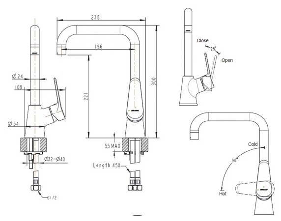 Bravat Eco F793147C смеситель для кухни хром