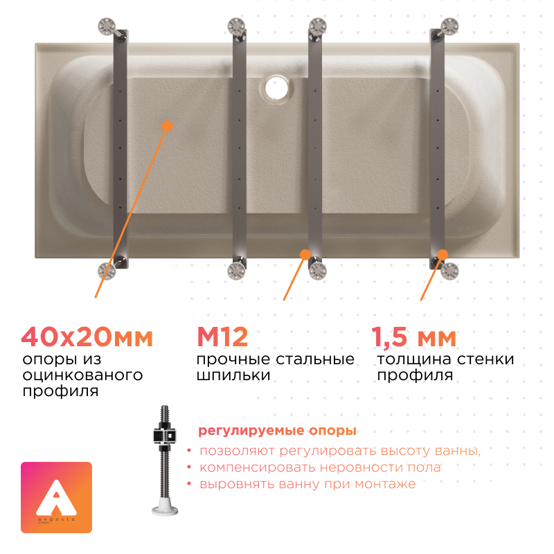 Акриловая ванна Radomir Прованс Ангосто 180х80х64 1-01-0-0-8-185