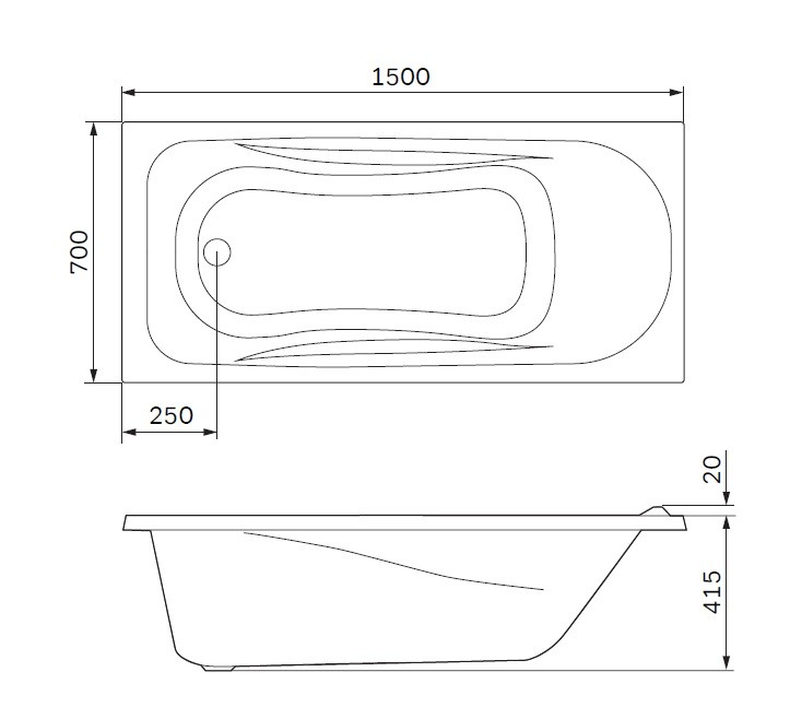 Am.Pm Sense 150*70 ванна акриловая W76A-150-070W-A