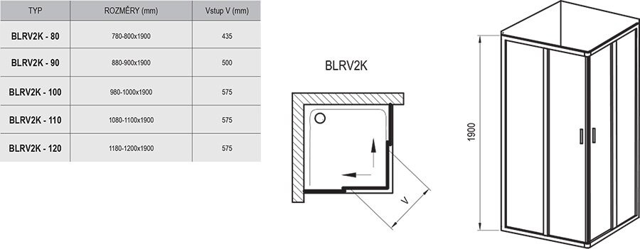 Ravak Blix Душевой уголок BLRV2К-80 профиль сатин+витраж прозрачный 1XV40U00Z1