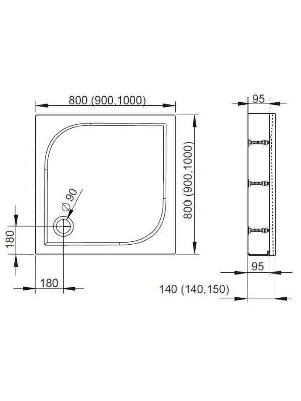 Radaway Delos C900 90*90*4,5 душевой поддон акриловый SDC0909-01