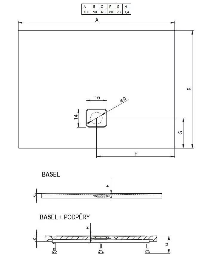 Riho Basel 420 душевой поддон акриловый 160х90 DC300050000000S