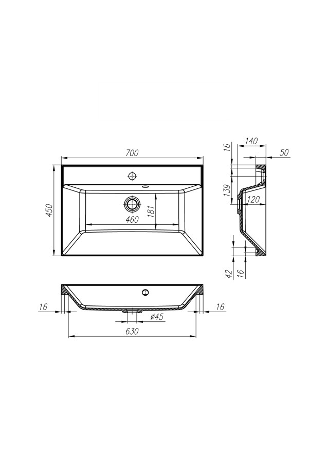 BelBagno AURORA-700-2C-SO-RNN Тумба подвесная с раковиной