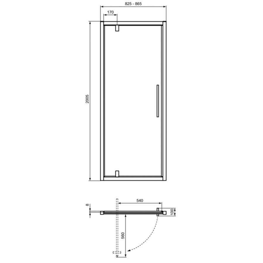 Ideal Standard I.Life душевая дверь 85 см T4838EO