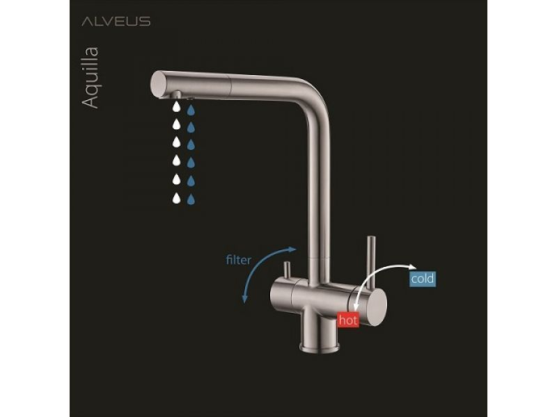 Alveus Aquila смеситель для кухни черный 1139808