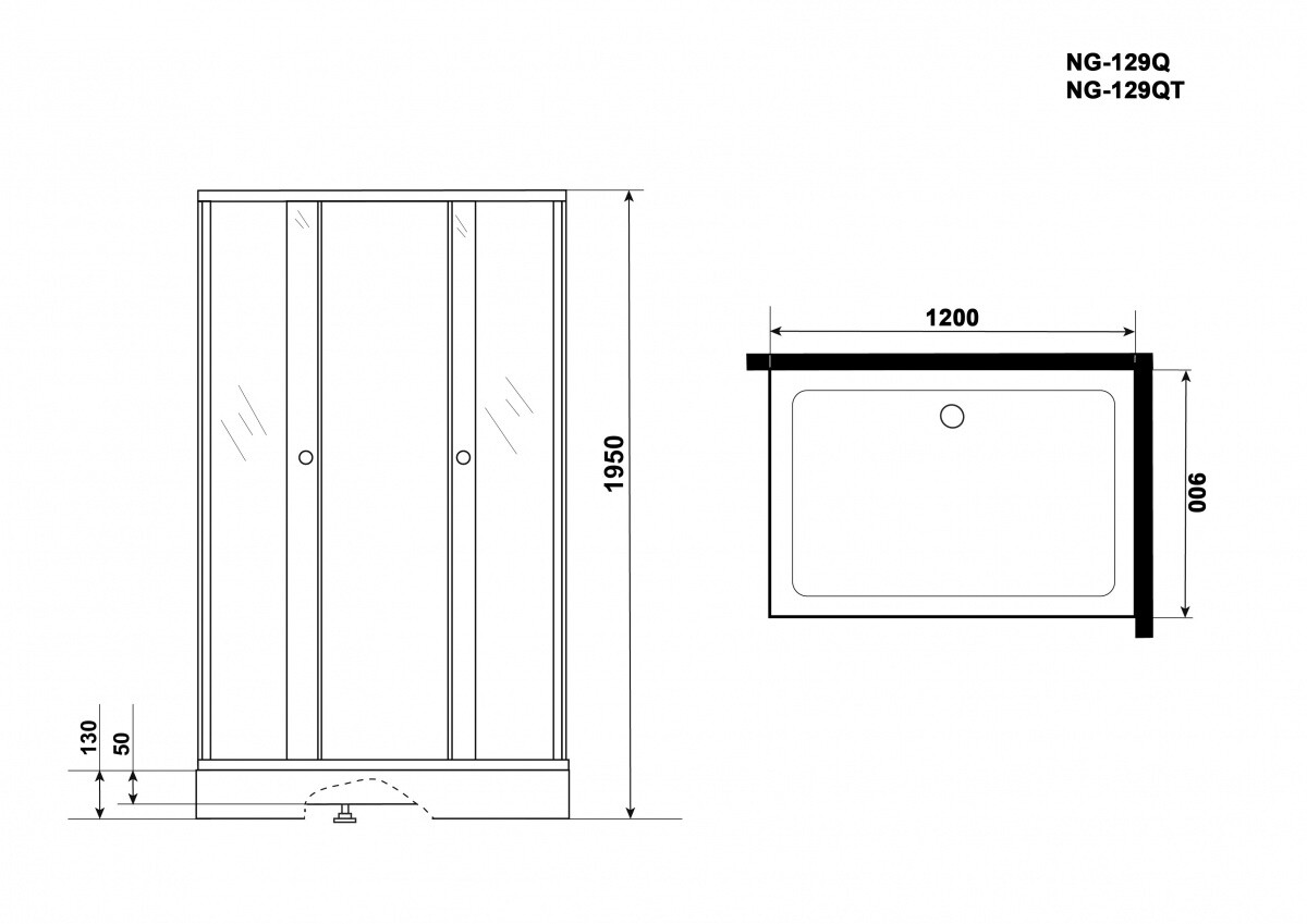 Душевой уголок 120x90 Niagara NG 129-14QT 1291432QT
