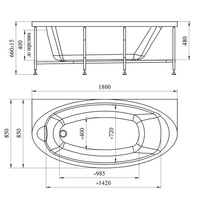 Radomir Неаполи Комфорт Luxe 180x85 см ванна акриловая овальная c гидромассжаем белая