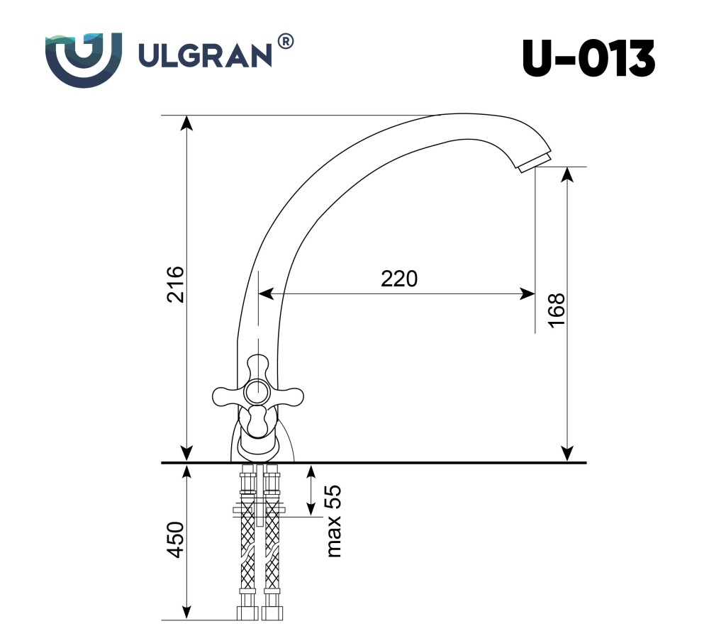 Смеситель для кухни Ulgran U-013-309 темно-серый