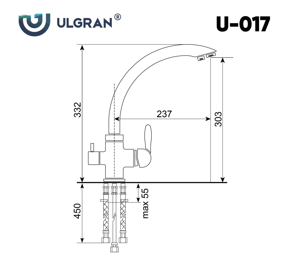 Смеситель для кухни Ulgran U-017-345 шоколад