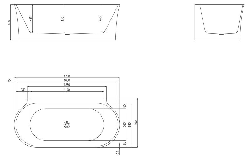 BelBagno ванна отдельностоящая овальная 170х80 BB409-1700-800-W/NM