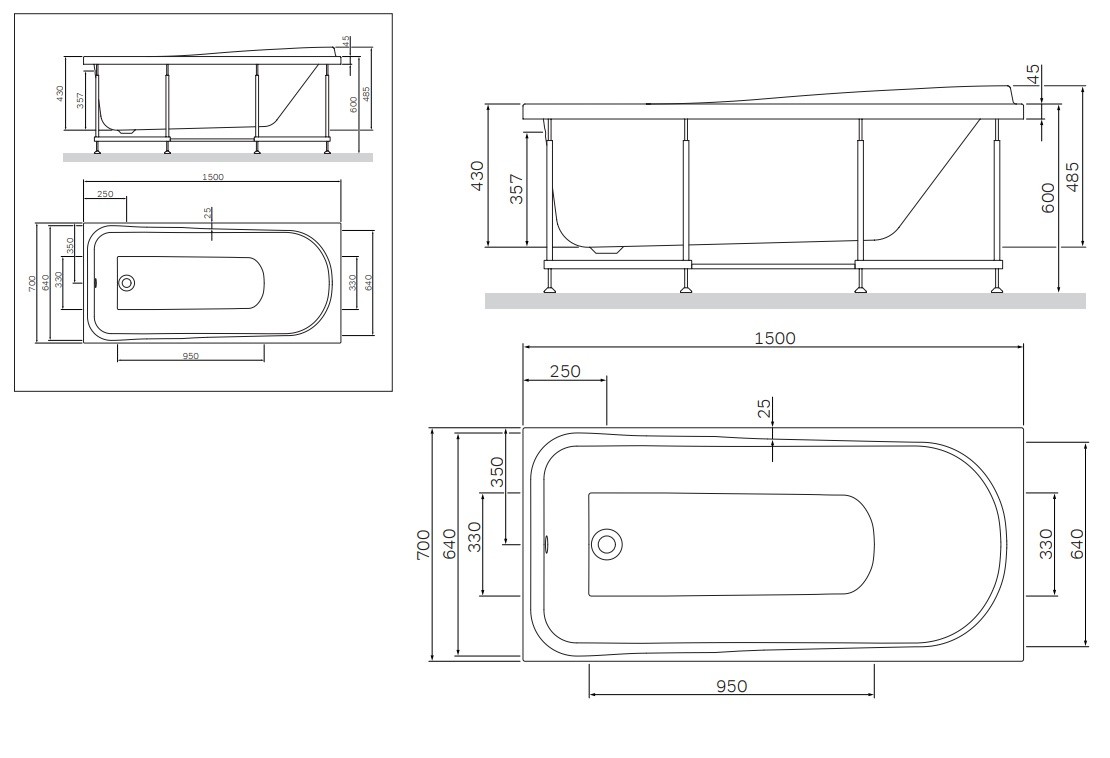 Am.Pm Like W80A-150-070W-P фронтальная панель для ванны