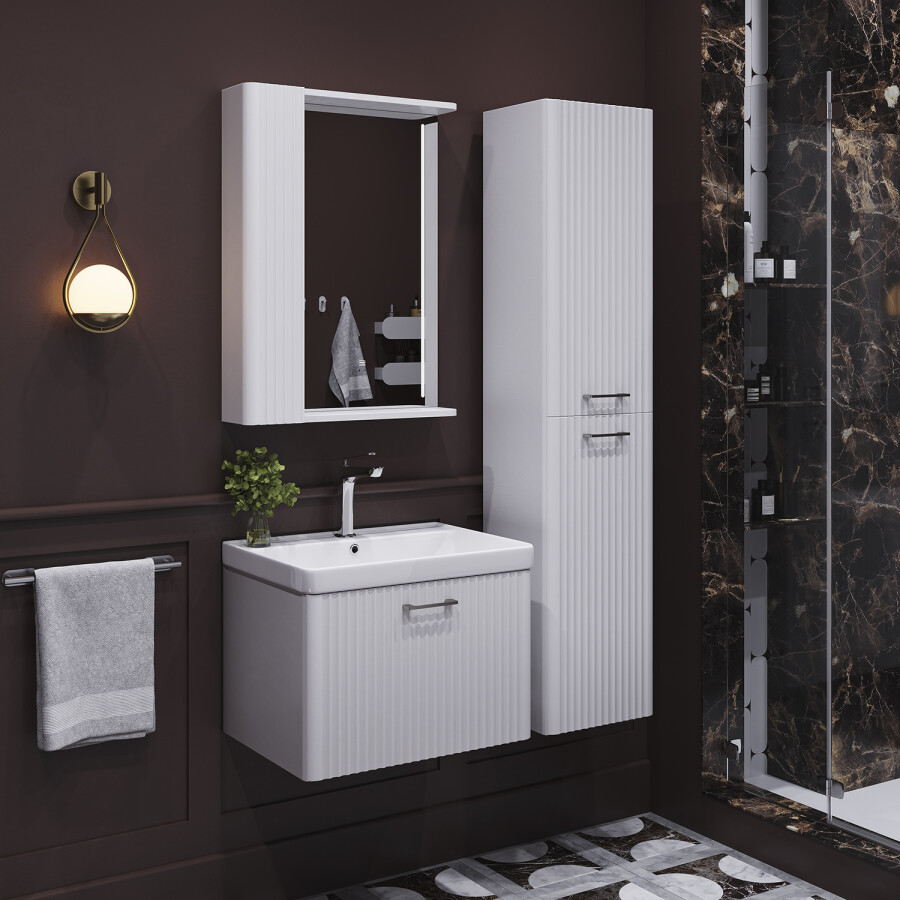 Зеркало-шкаф Comforty Ангара-60 белый матовый, со светодиодной подсветкой 00-00020667