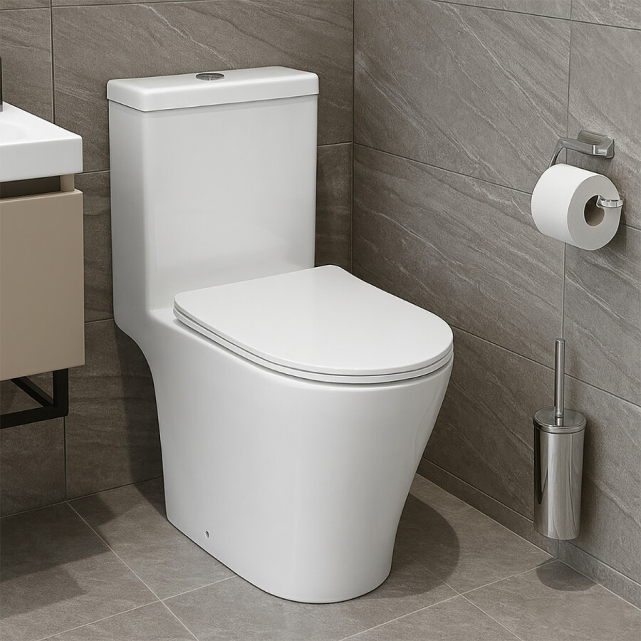 Унитаз-моноблок Azario Prime 373х645х765 напольный, безободковый , с быстросъемным сиденьем "Микролифт" AZ-1363OP