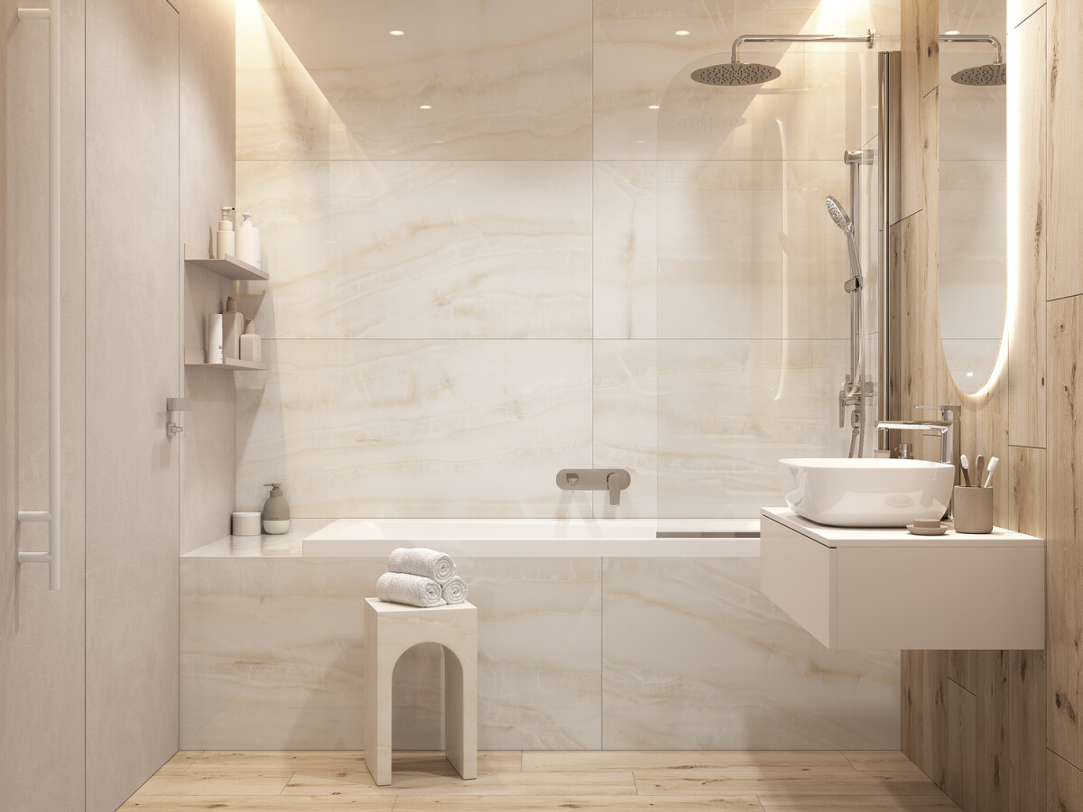 Керамогранит Cersanit Futura тонкий Madeira Onyx полированный бежевый ректификат 60x120 A17129