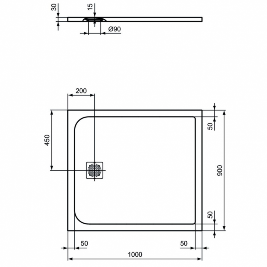 Ideal Standard Ultraflat S душевой поддон 100х90 K8220FV