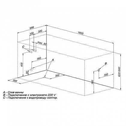 Aquanet Nord 160*70 ванна акриловая с каркасом 00205533