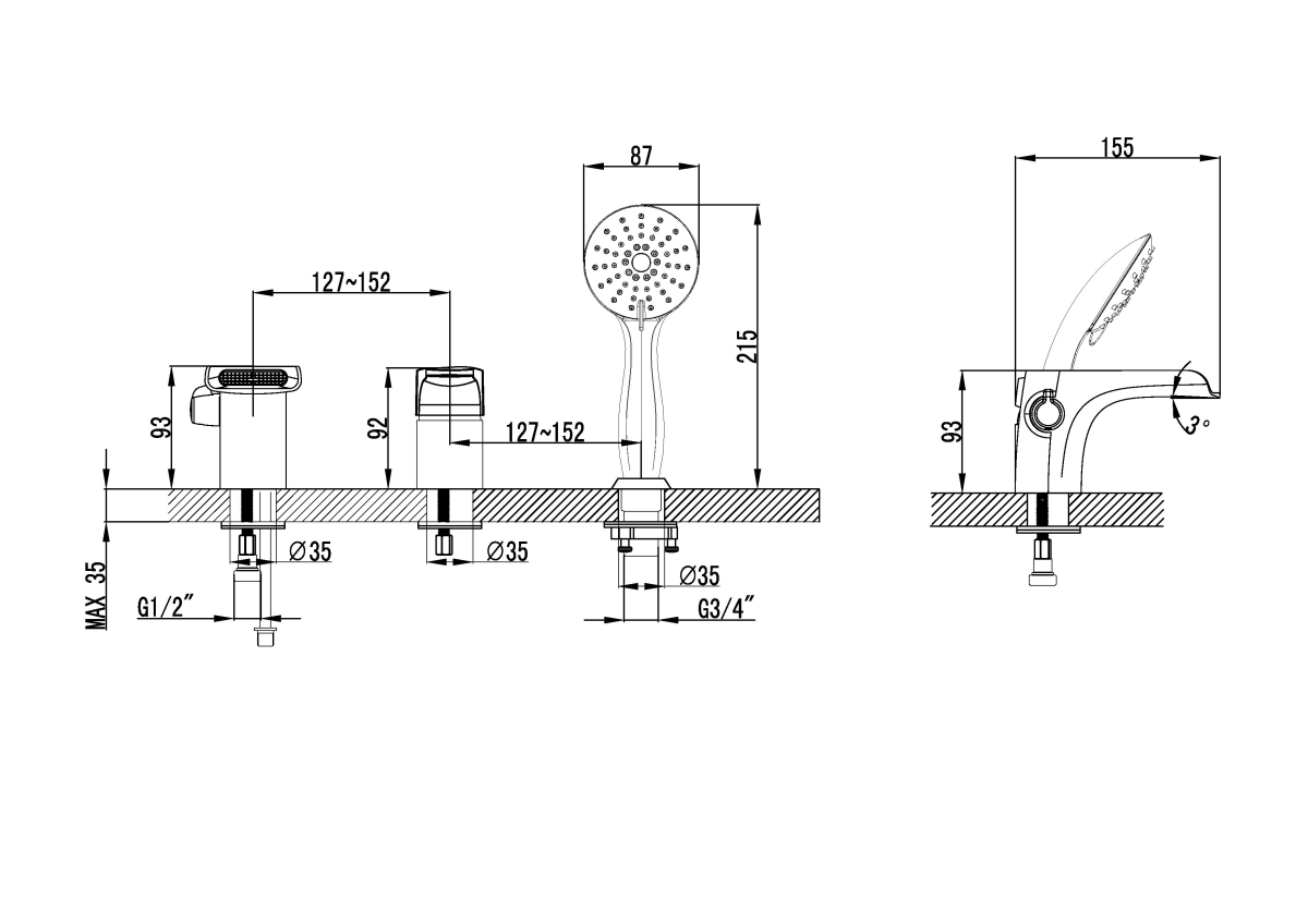 Lemark Shift смеситель на борт ванны LM4345C