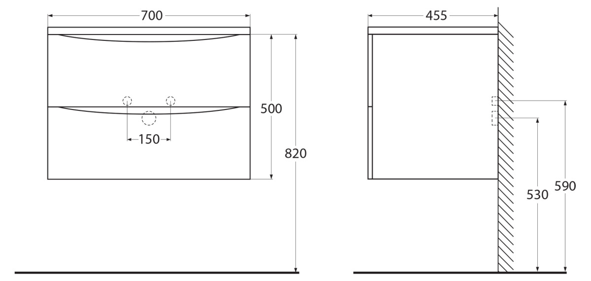 BelBagno ACQUA-700-2C-SO-RR 70см Rovere Rustico Тумба подвесная с раковиной