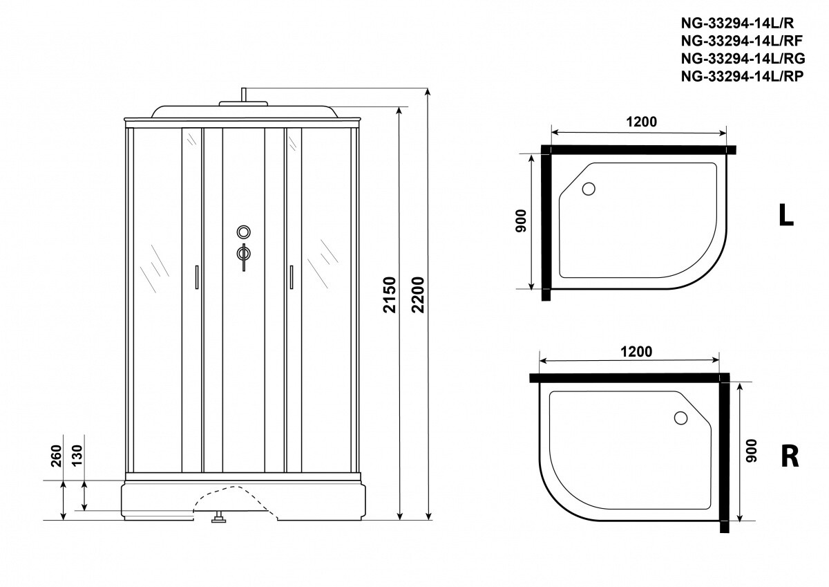 Niagara ЭКО NG 33294-14RG Душевая кабина 120x90 Правая Гидромассаж 332944RG