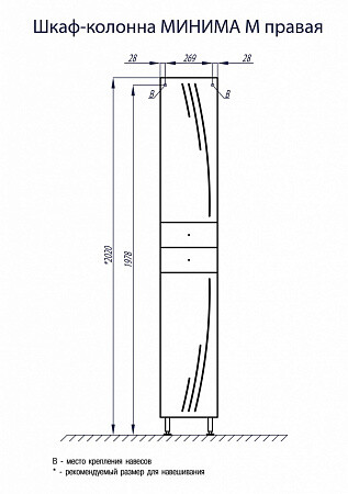 Акватон Минима 1A132203MN01R шкаф-пенал напольный, правый, белый
