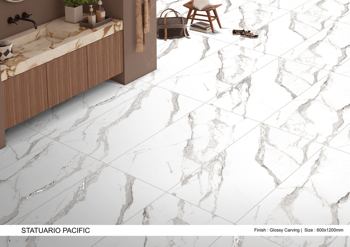 Керамогранит Azario Statuario Pacific 60x120 Glossy carving P4110821140