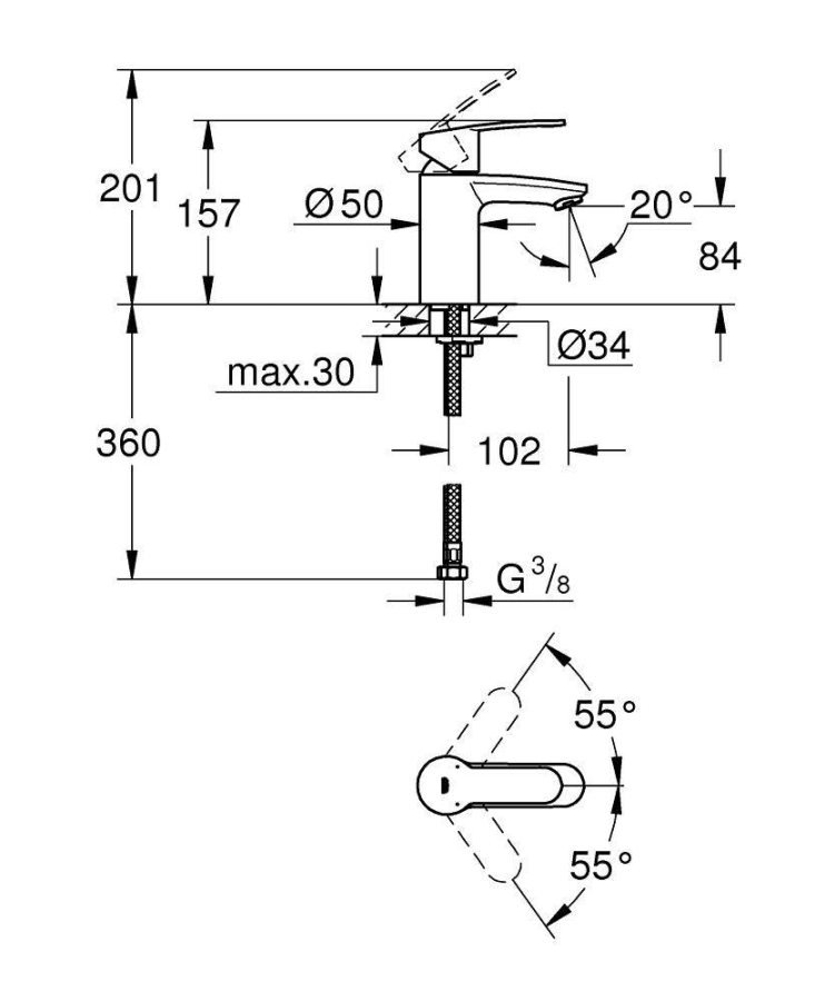 Grohe Eurostyle Cosmopolitan смеситель для раковины 3246820E