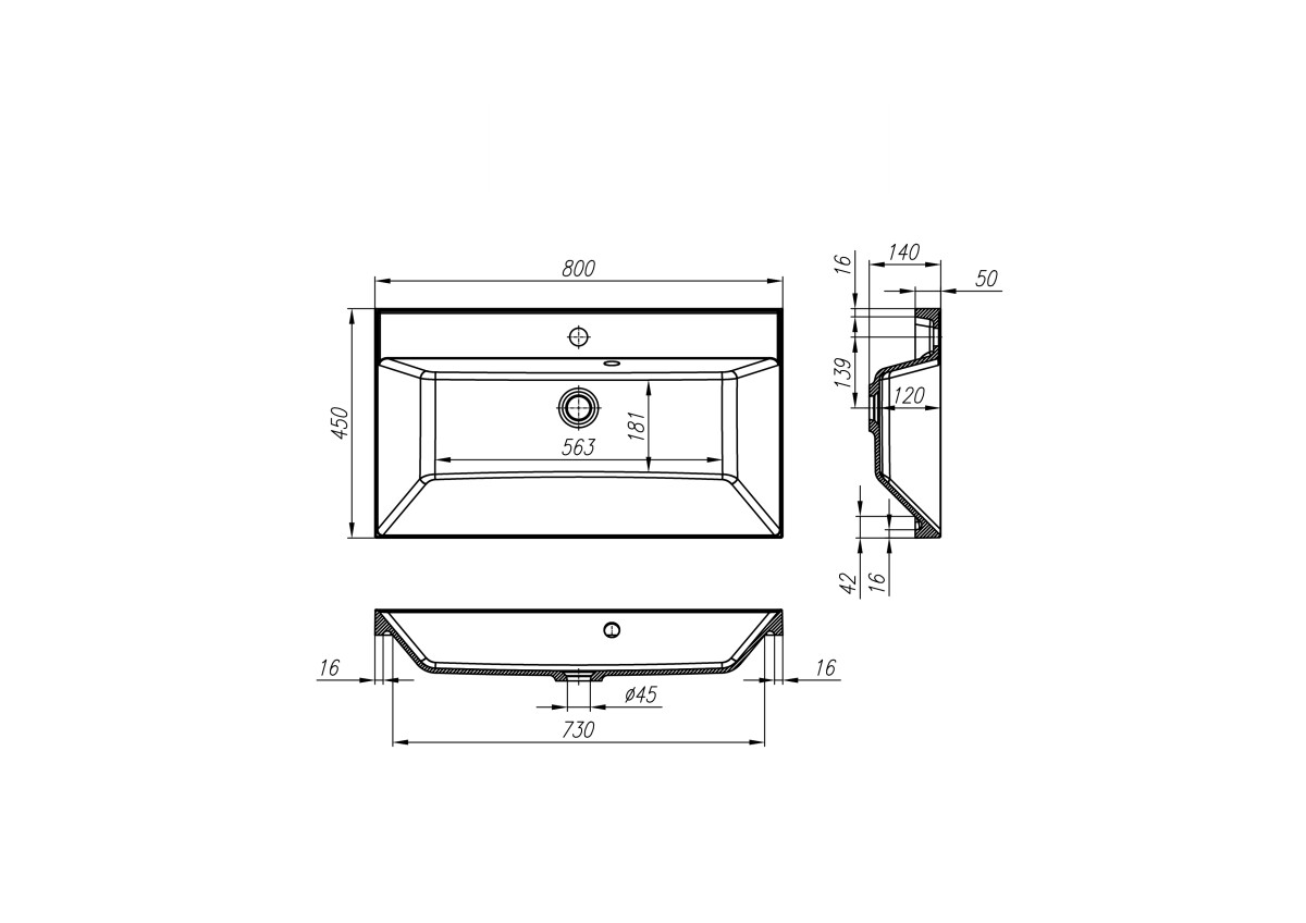 BelBagno AURORA-800-2C-SO-RNN Тумба подвесная с раковиной