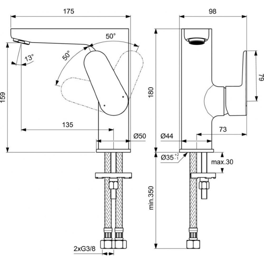 Ideal Standard Cerafine О смеситель для раковины BC555XG