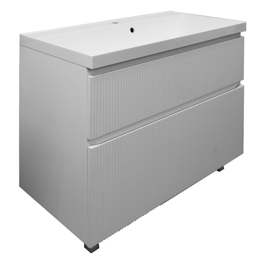 Комплект Тумба Azario Viola 100/2Н напольная БЕЛЫЙ МАТОВЫЙ с раковиной Астория 100 CS00097146