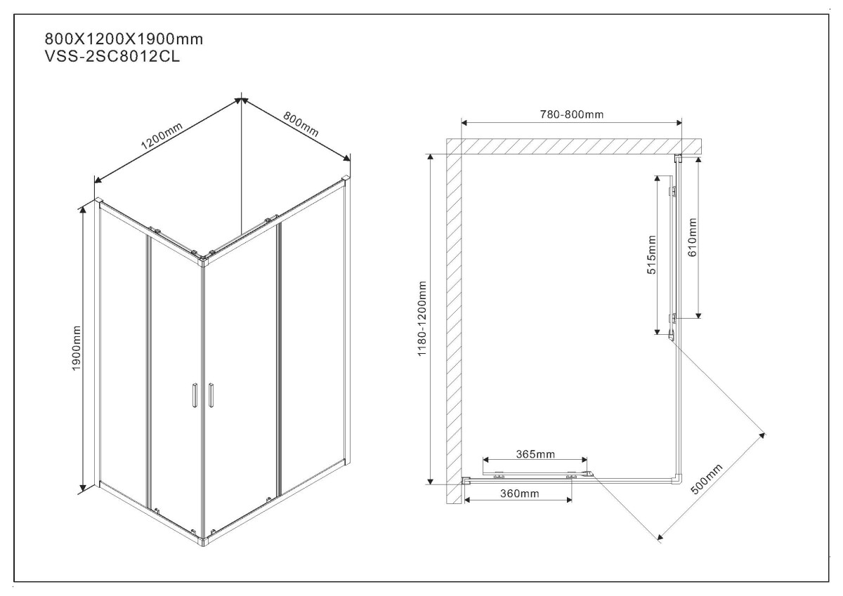 Vincea Scala душевой уголок VSS-2SC8012CL 120х80 хром, стекло прозрачное