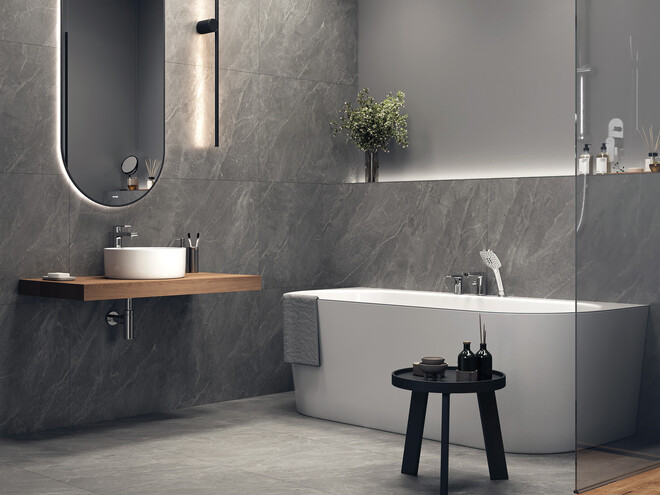 Керамогранит Cersanit Cambio серый ректификат рельеф 60x120 A17427