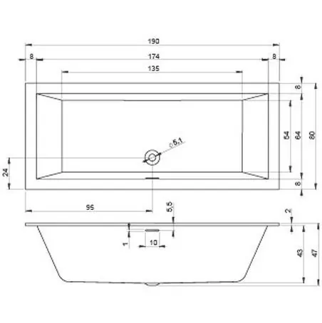 Riho Rethink Cubic ванна акриловая прямоугольная 190х80 BR1000500000000