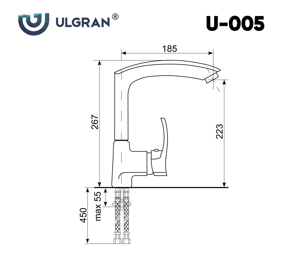 Смеситель для кухни Ulgran U-005-344 ультра-черный