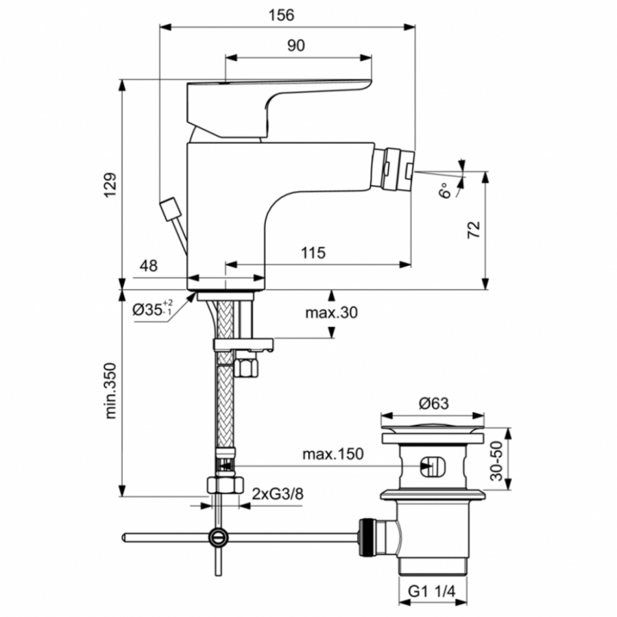 Ideal Standard Ceraplan смеситель для биде BC626AA