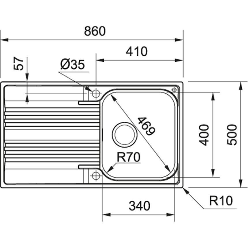 Franke Polar SRX 611-86 кухонная мойка нержавеющая сталь полированная 86 х 50 см