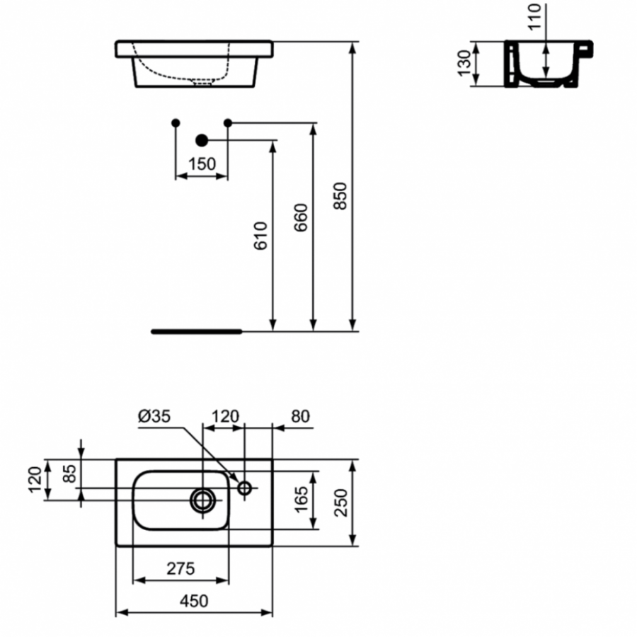 Ideal Standard Connect раковина 45х25 см E136201