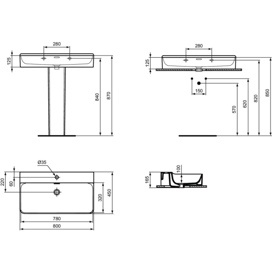 Ideal Standard Conca раковина 80x45 см T369201