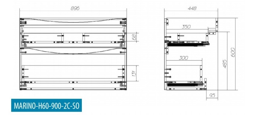 BelBagno тумба под раковину MARINO-H60-900-2C-SO-RW-P 90х45х60