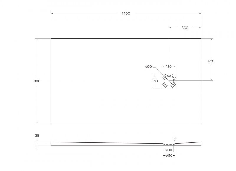 Поддон из искусственного мрамора Belbagno TRAY-MR-UNO-AH-140/80-35-W-CR