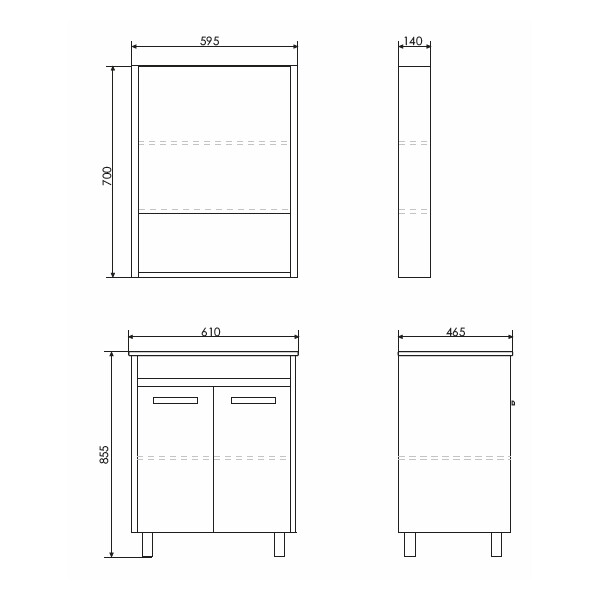 Тумба-умывальник Comforty Марио 60 Дуб дымчатый с раковиной Quadro 60 00-00005206CF