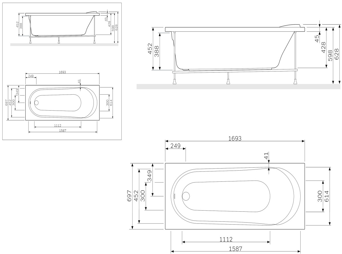 Am.Pm Joy/Spirit W85A-170-070W-P универсальная фронтальная панель для ванны 170 см