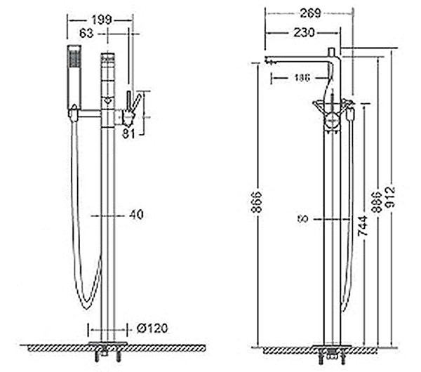 Bravat Arc F66061K-B3-ENG смеситель для ванны черный