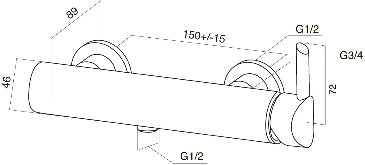 Am.Pm Awe F1520000 смеситель для душа хром 24.5x10 см