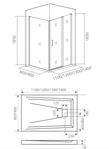 Bas Infinity WTW+SP душевой уголок 140*70*185