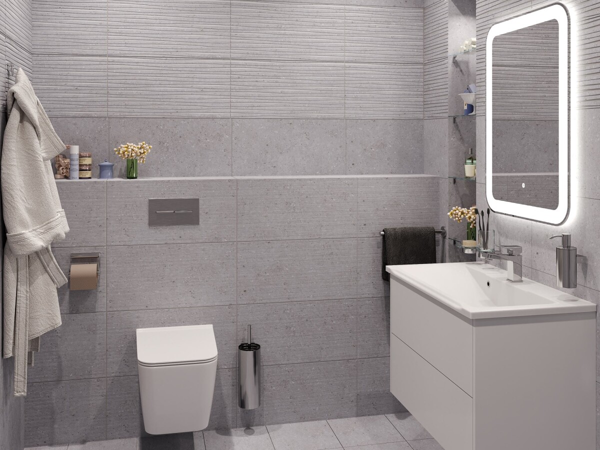 Керамическая плитка Cube Ceramica Rockberry Wavy Gris 30*60 УТ000049789