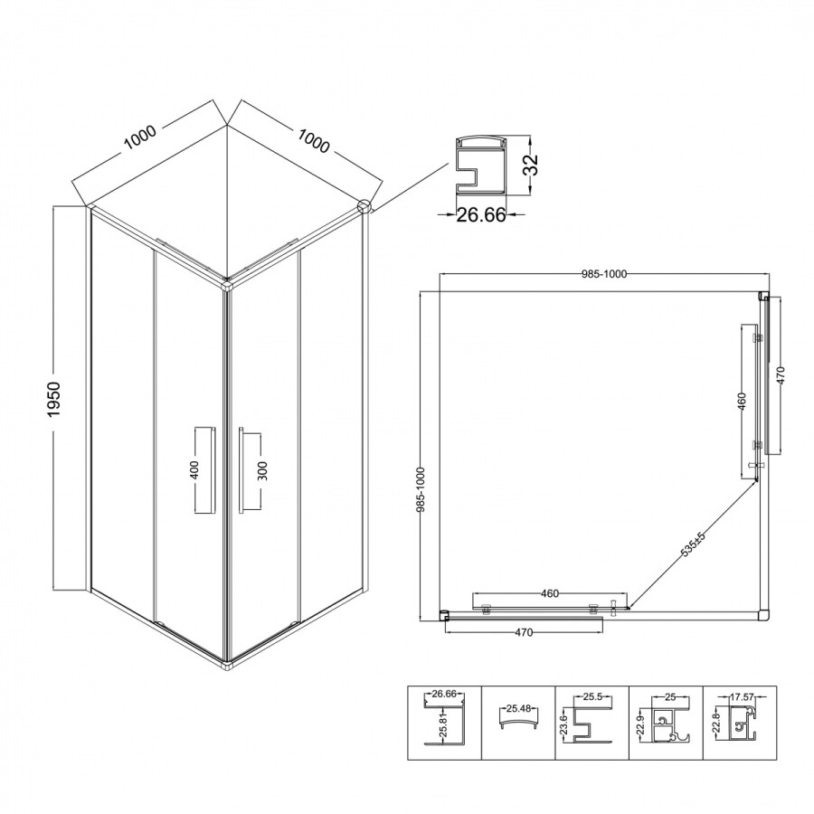 Душевой угол 100x100 Niagara Nova NG 6824-34BLACK